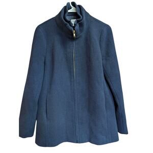 J.Crew Navy Wool-Blend Coat Women’s Size 10 Cocoon Classic Outerwear